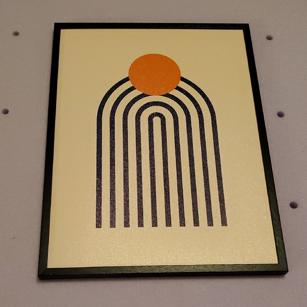 Abstract Wall Art with Orange and Black Design. Textured.